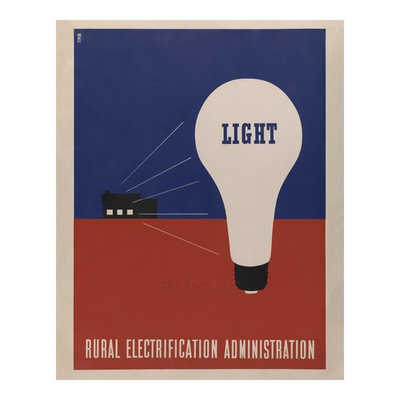 #ad 1937 Rural Electrification Administration Light Poster WPA New Deal Art Deco $89.99