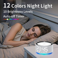 Brown Noise Machine Bedroom Alarm Clock Sound White Night Light with 30 Sleeping