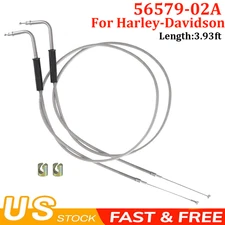 47“ Stainless Steel Throttle And Idle Cable Set For Harley Davidson 56579-02A