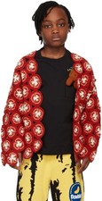 Doublet SS22 Red Crochet Cut Fruits Tomato Knit Cardigan Womens XS Kids L Japan