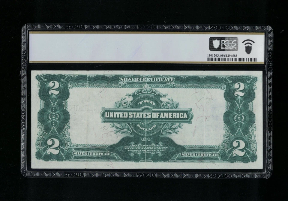 SC 1899 $2 Silver Certificate Fr.249 Lyons-Roberts “Mini Porthole” PCGS 40 XF - Image 3 of 4