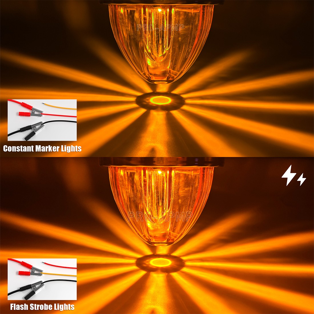 2x Amber LED Watermelon Lights Side Marker Truck Trailer Turn Signal Light 12V