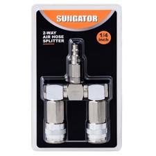 1 PCS 2Way 1/4 Inch Air Hose Splitter Manifold 360 Degree Swivel Connector