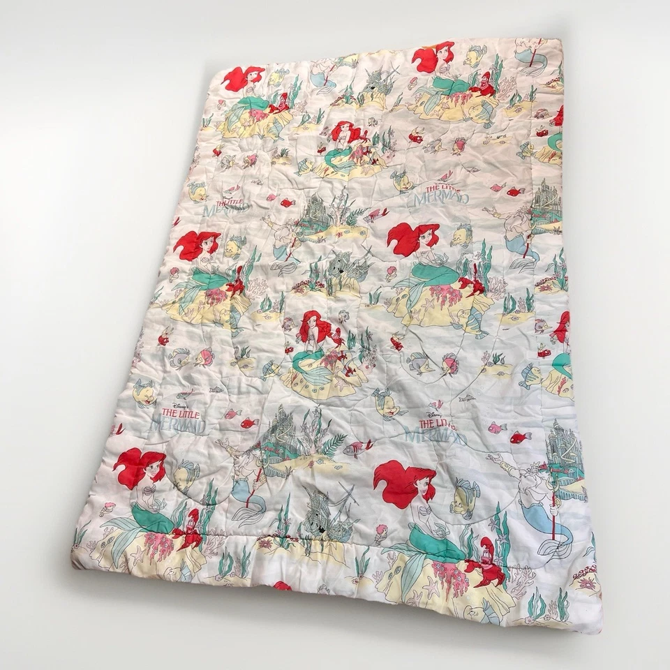 Edredón doble vintage Disney La Sirenita 57”x 84” años 90 Ariel & Flounder Foto 2 de 4