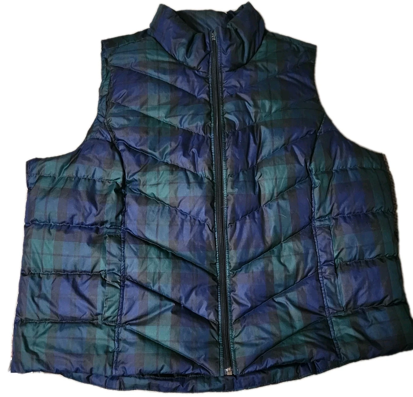 🔥 Land's End Puffer Down Feather Vest Full Zip Multicolor Adult 2XL 27x27