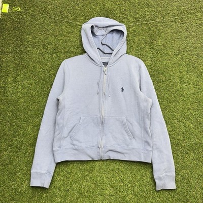 Polo Ralph Lauren Hoodie Womens XL Sweatshirt Zip Up Pony Lavender y2k Cropped