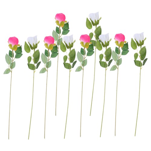 10 Stück Stoffrosen für Hochzeit weiß Kunstblumen Sträuße - Bild 9 von 19