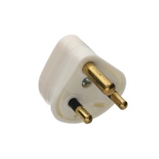 2 Amp 3 Pin MINI Round Pin Boat Caravan Motorhome Small Mains Plug White/Black