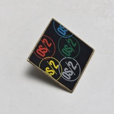 Vintage IBM Microsoft OS/2 Advertising Square Lapel Pin USA UAW-Union Made