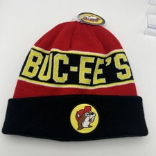 Buc-ees Beaver Mascot Red Striped Beanie Adult Hat New