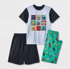 Star Wars Boys 3-PC Sleep Set Pajama Shirt Shorts Pants Darth Vader Yoda L 12/14