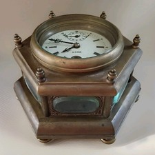Antique Brass Table CLOCK Hexagonal RARE Hand Made German 18th c Timepiece w/Key