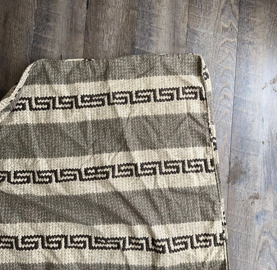 Vtg 90s Ralph Lauren Auckland Aztec Faux Knit Full Queen Duvet Cover Neutral - Image 3 of 4