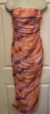 Pretty Little Thing Mesh Ruched Bodycom Maxi Dress Bright Multi Size 14 