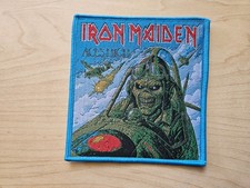 IRON MAIDEN, SEW ON BLUE BORDER WOVEN PATCH