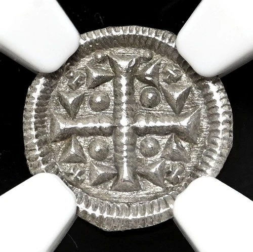 HUNGARY. Stephen II, 1116-1131, Silver Denar, Scarce type, NGC AU58