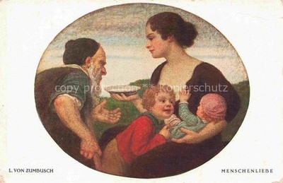 ZUMBUSCH L. v. Prof. Kuenstlerkarte Menschenliebe Muenchen Kinder 