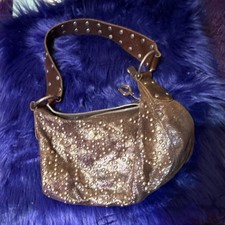 BETSEY JOHNSON*Metallic Brown Studded Leathet? Bag-Silver Hardware! SUPER SASSY!