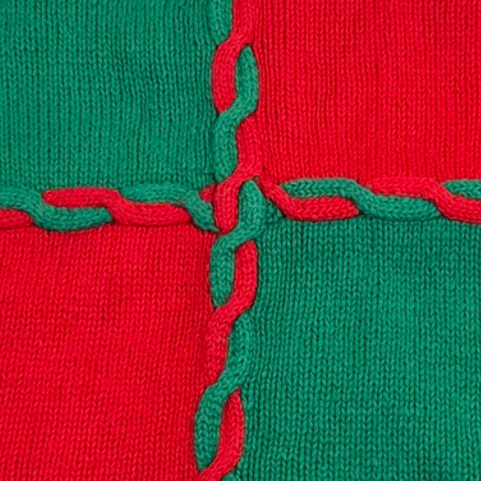 Vintage IZOD Christmas Sweater Women 2X Hand Knit Red Green Intarsia Holiday 80s - Image 4 of 4