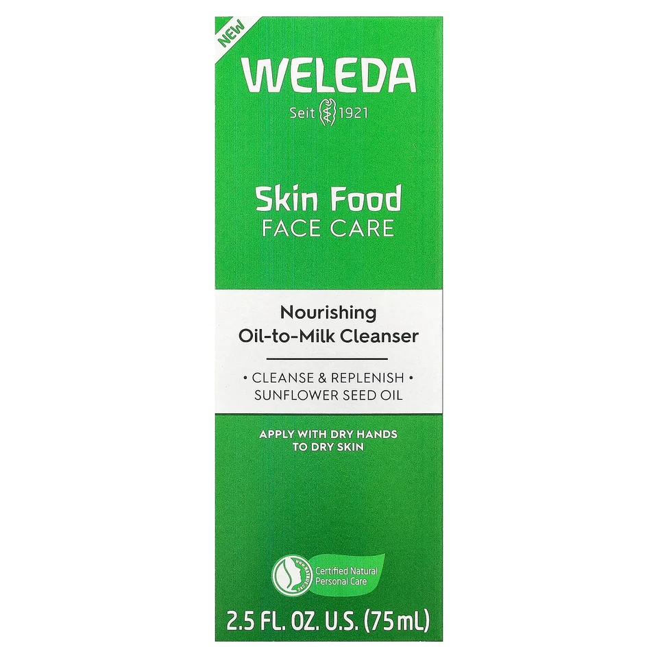 Cuidado facial para alimentos para la piel, limpiador nutritivo de aceite a leche, 2,5 fl oz (75 ml) Foto 2 de 3