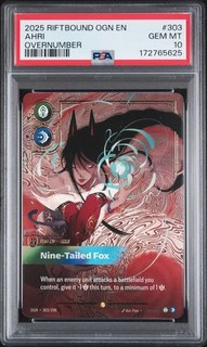 2025 RIFTBOUND: LEAGUE OF LEGENDS OGN ORIGINS #303 AHRI NINE TAILED FOX PSA 10