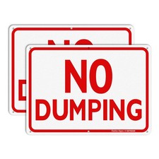Faittoo No Dumping Sign, 2-Pack 10 x 10x7 inches, Red with white background 