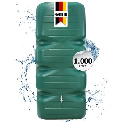 GARANTIA CUBUS Gartentank 1000 Liter dunkelgrün - Regenfass Basic Line Garten