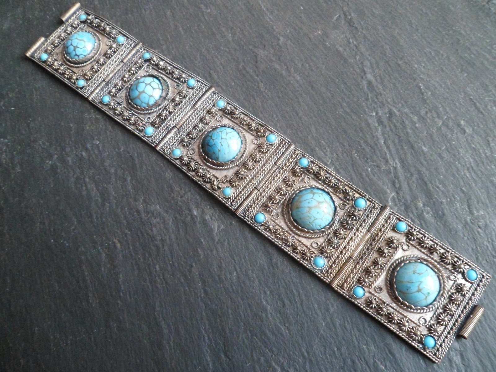 Antique Hallmarked Solid Silver Wide Panel Bracel… - image 1