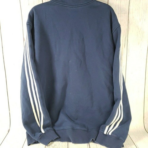 Adidas Para Hombres Grande 1/4 Cremallera Pullover Sudadera Azul Manga Larga Elastizada De Colección - Imagen 4 de 6