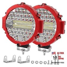 Round LED Off-Road Lights - 7 Inch Driving Light 2x201w round light bars red