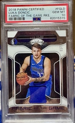 LUKA DONCIC 2018-19 PANINI CERTIFIED FOTG GAME USED JERSEY ROOKIE PSA 10  POP3