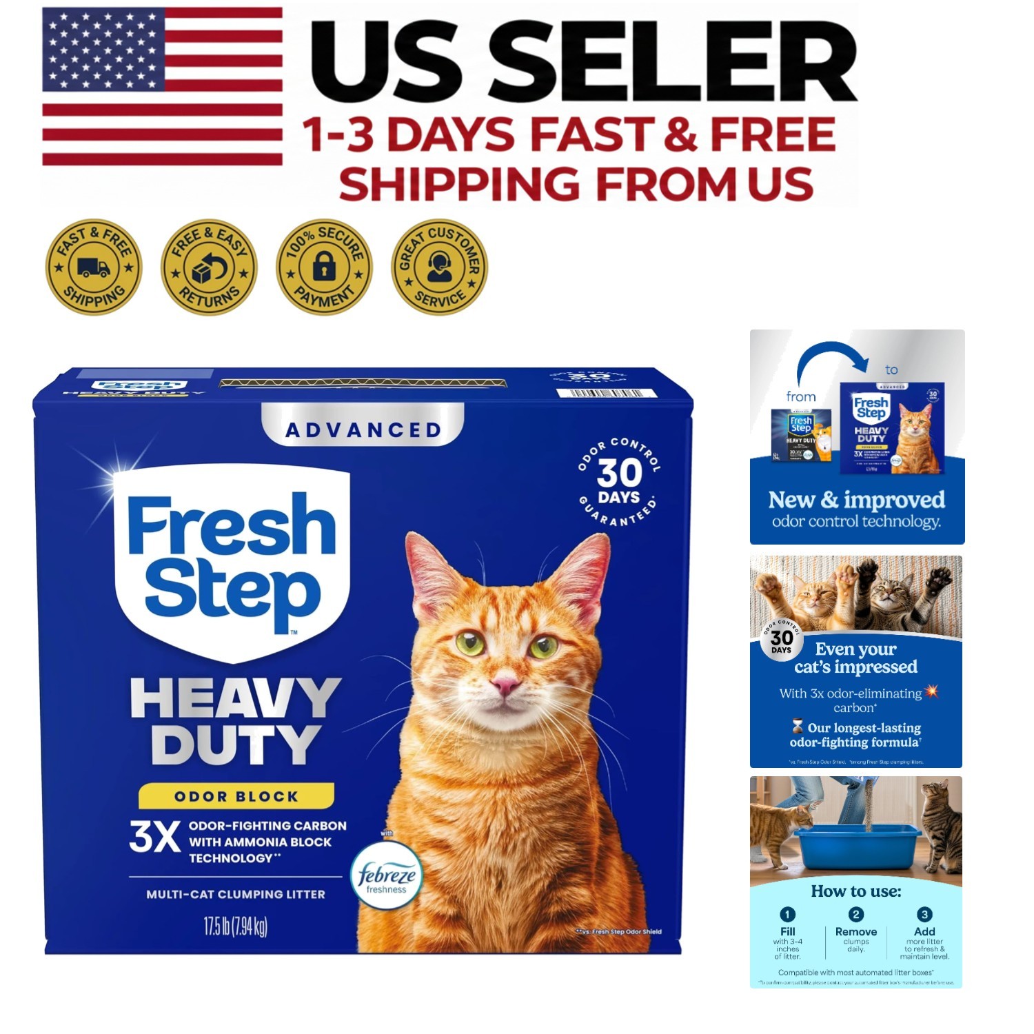17.5 lb Heavy Duty Multi Cat Clumping Litter Advanced Odor C