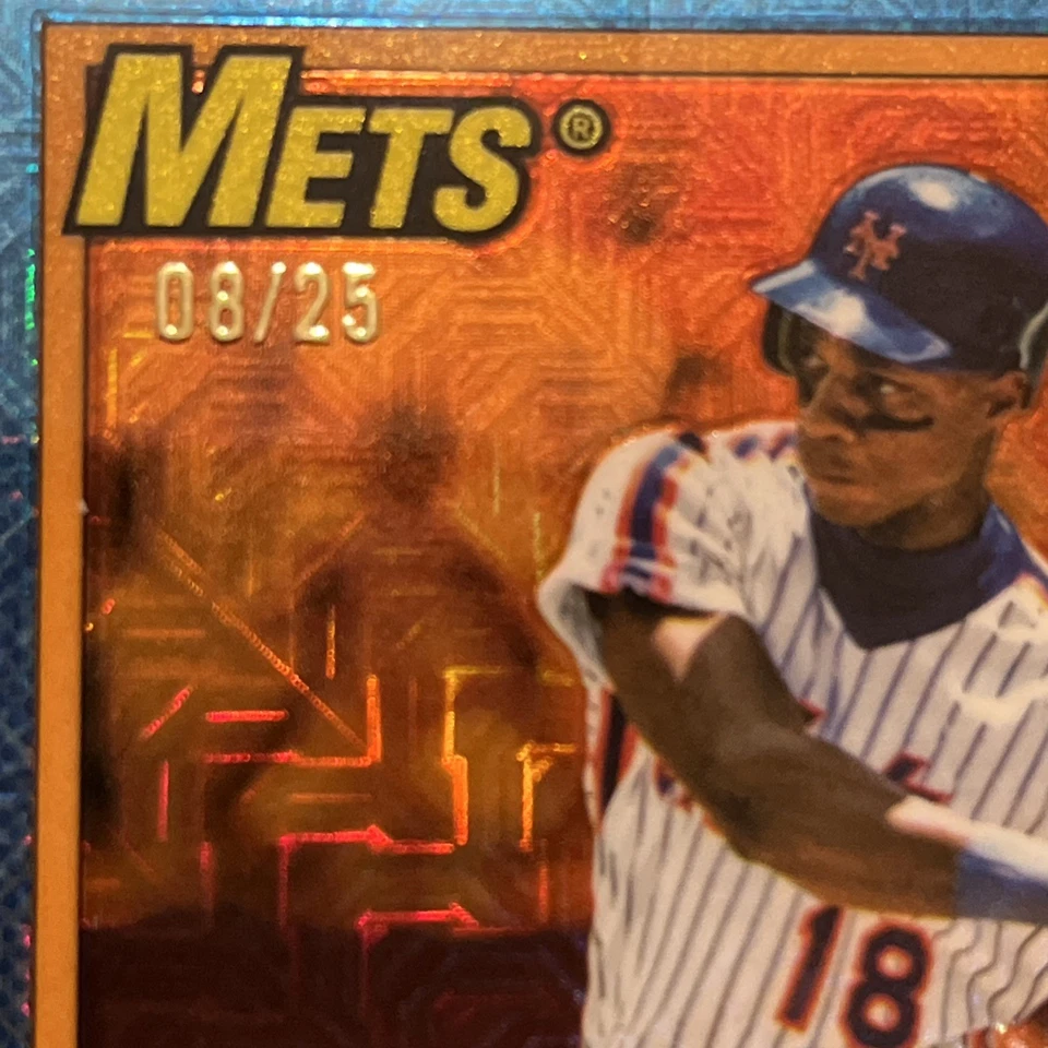 2025 Topps Update 1990 Chrome Auto - Mets Darryl Strawberry U90C87- Orange 8/25 - Image 3 of 4