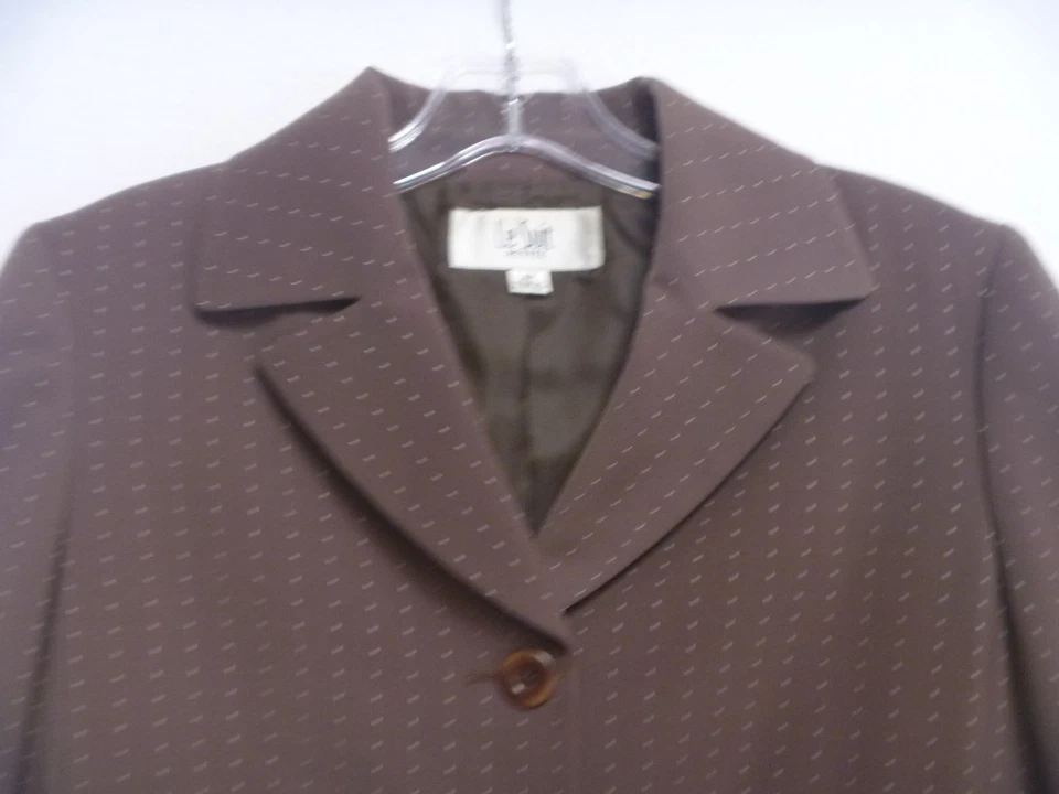 Le 西装裤子套装女式 4P 码娇小棕色细条纹 2 件套职业 — 第 3/4 张图片