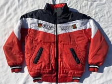 England League Bedi Red Colorblock Puffer Jacket Size 30 Youth XL Vintage