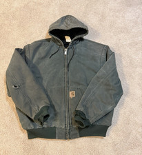 Carhartt Men s Green Hooded Full-Zip Lined Active Jacket Relaxed Fit Large