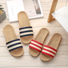 Women Slippers Flat Sandals Linen Lightweight Casual Summer Ladies for