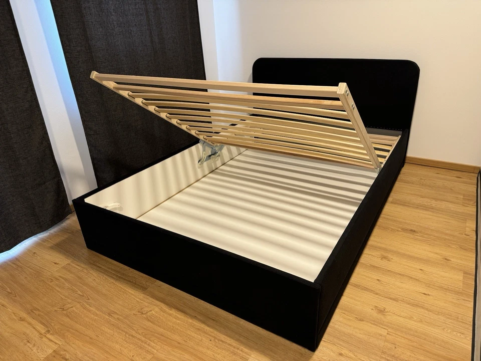 Bett mit Bettkasten 140 x 200 cm schwarz - Bild 4 von 4