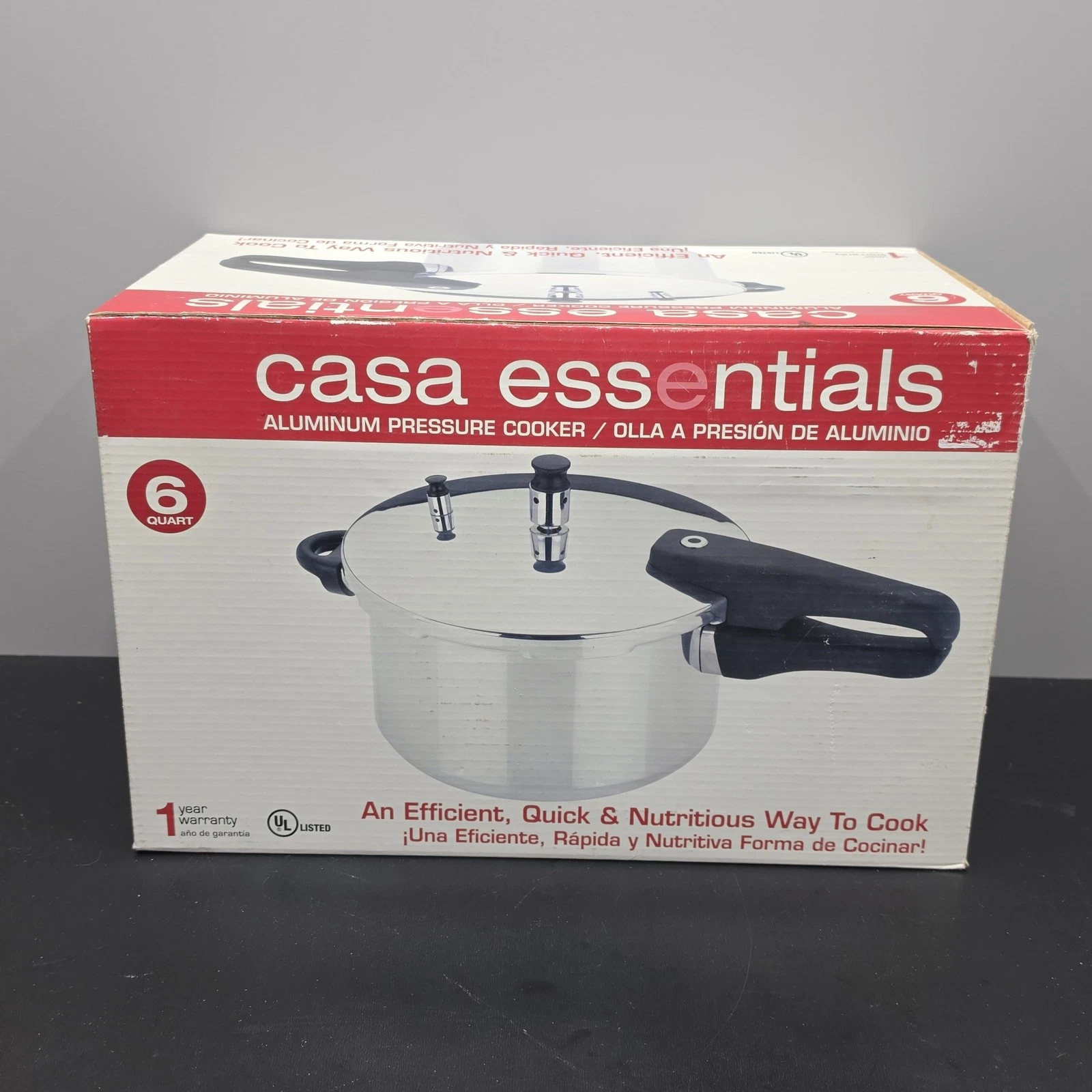 Casa Essentials Aluminum Pressure Cooker 6 Quart Stove Top Silver Kitchen
Opens in a new window or t
