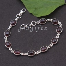 100 Natural Red Garnet Bracelet, Red Stone Bracelet, Purple Garnet Bezel Set