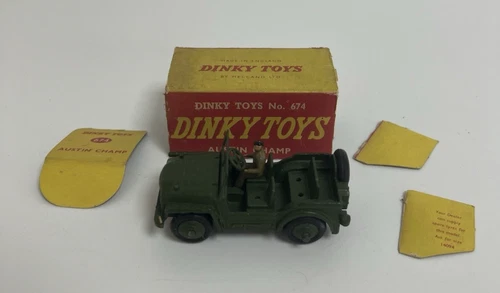 Vintage Dinky Toys 674 Austin Champ Military Vehicle In Original Damaged Box