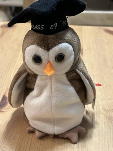 Ty Beanie Babies Wise Owl Plush Graduation Cap Class of 98 Retired