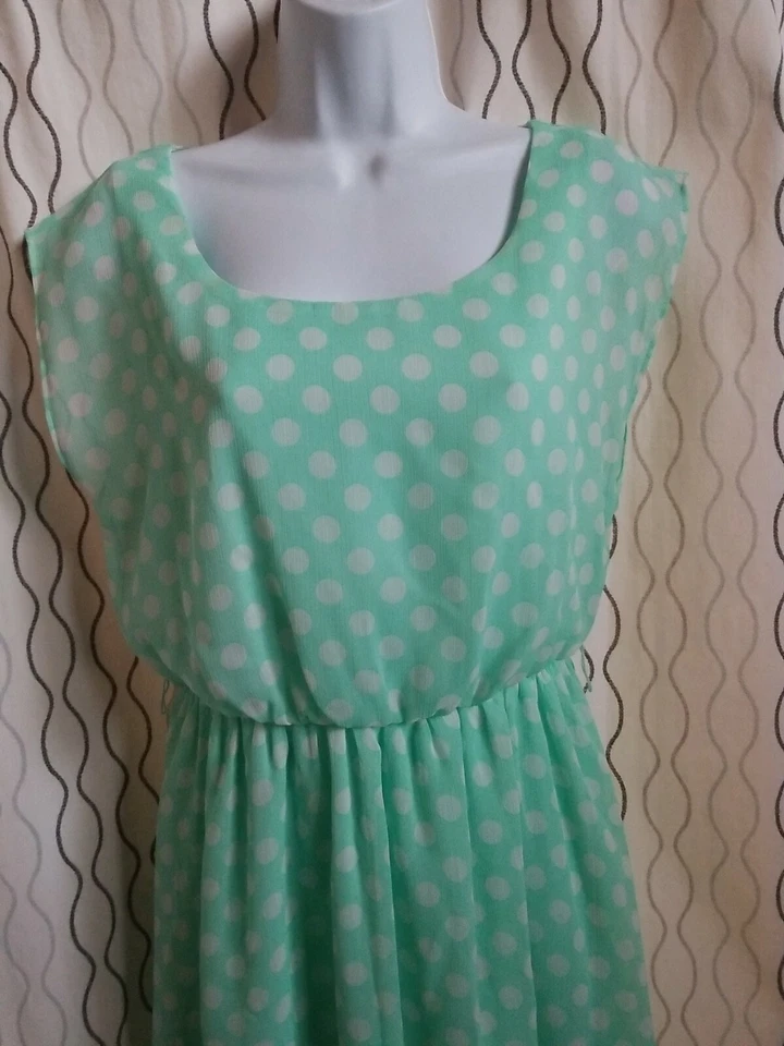 BCX Womens Dress Light Green White Polka Dot  Size M - Image 4 of 4