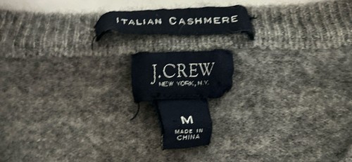 J.Crew Italian Cashmere V-Neck Sweater Gray With Black Elbow Patches - Picture 5 of 7