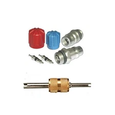 AC System Cap & Valve Service Kit + Schrader Valve Core Remover - Installer Tool