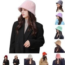 Fashion Fluffy Plush Bucket Hat Winter Festival Fisherman Soft Cap Hat Women New