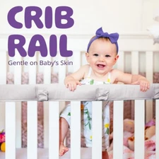 Baby Crib Rail Cover Protector Safe Teething Guard for Standard Crib (Grey) 4Pcs