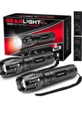 Gear Light LED Mini Tactical 5 Modes Zoomable Beam High Lumens 2pk Flashlights