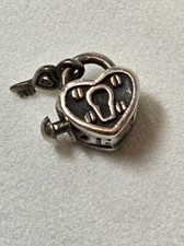 Vintage Signed Chamilia Cham 925 Sterling Silver Heart Lock with Key Charm