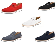 LIBERTYZENO Mens Textile and Leather with Buckle Penny Loafer $ Slip on EVA Sole